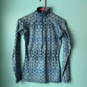 Nike Pro Dri Fit Jacket Womens Small Blue Long Sleeve Pullover Quarter Zip